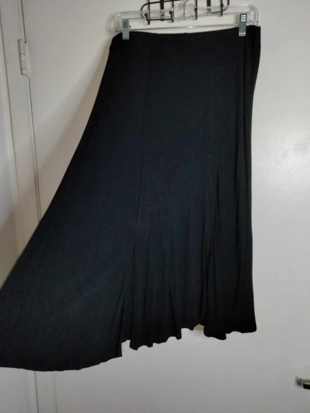 Apt. 9 (Size M) Classic Black Stretch Double Split Hem A-Line Midi Swing Skirt